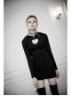 Gothic Female Black Elastic Heart Hollow Skinny Hooded Dress