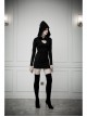 Gothic Female Black Elastic Heart Hollow Skinny Hooded Dress