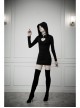 Gothic Female Black Elastic Heart Hollow Skinny Hooded Dress