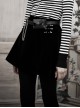 Steam Punk Female Casual Black Metal Decorated High Waist Pleated Skirt
