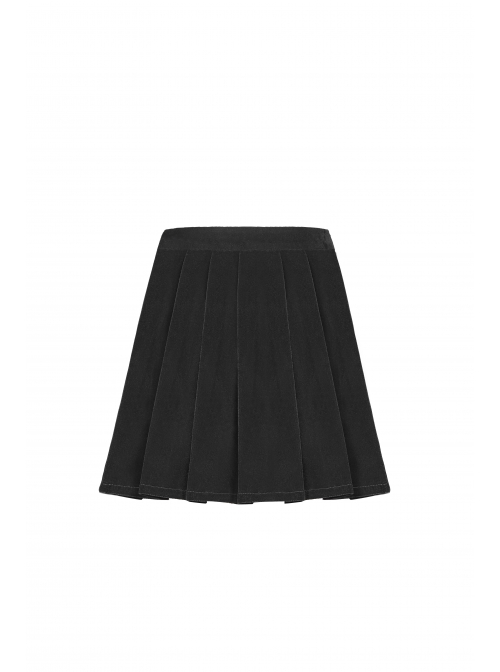 Steam Punk Female Casual Black Metal Decorated High Waist Pleated Skirt