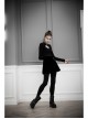 Steam Punk Female Casual Black Metal Decorated High Waist Pleated Skirt