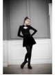 Steam Punk Female Casual Black Metal Decorated High Waist Pleated Skirt