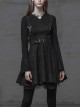 Steam Punk Female Casual Black Metal Buckle Strap Skirt
