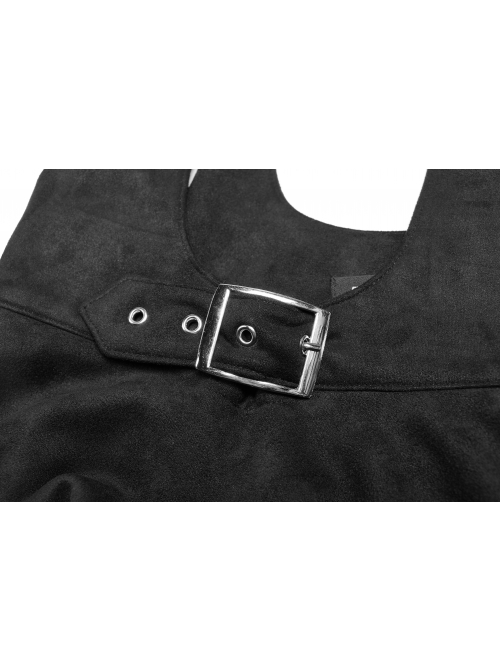 Steam Punk Female Casual Black Metal Buckle Strap Skirt