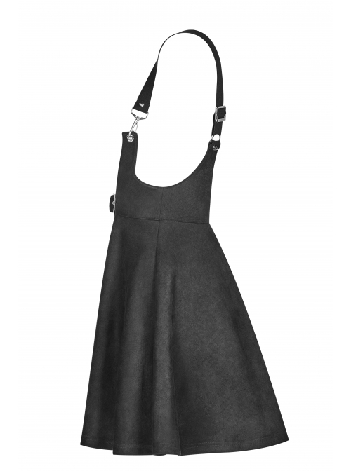 Steam Punk Female Casual Black Metal Buckle Strap Skirt