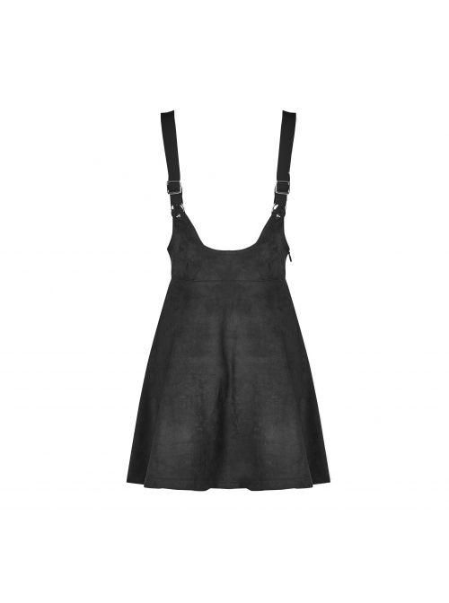 Steam Punk Female Casual Black Metal Buckle Strap Skirt