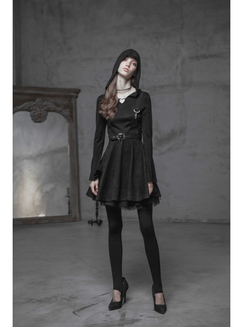 Steam Punk Female Casual Black Metal Buckle Strap Skirt