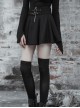 Steam Punk Female Causal Black Metal Zipper Belt Pleated Skirt