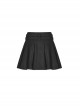 Steam Punk Female Causal Black Metal Zipper Belt Pleated Skirt