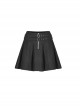 Steam Punk Female Causal Black Metal Zipper Belt Pleated Skirt