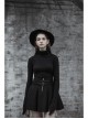 Steam Punk Female Causal Black Metal Zipper Belt Pleated Skirt