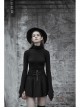 Steam Punk Female Causal Black Metal Zipper Belt Pleated Skirt