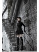 Steam Punk Female Causal Black Metal Zipper Belt Pleated Skirt