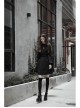 Gothic Female Dark High Waist Long Sleeve Moon Printed High Collar Dress