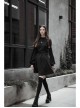 Gothic Female Dark High Waist Long Sleeve Moon Printed High Collar Dress
