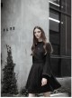 Gothic Female Dark High Waist Long Sleeve Moon Printed High Collar Dress