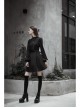 Gothic Female Dark High Waist Long Sleeve Moon Printed High Collar Dress