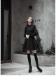 Gothic Female Dark High Waist Long Sleeve Moon Printed High Collar Dress