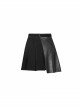 Steam Punk Female Velvet PU Leather Stitching Metal Buckle Pleated Skirt