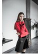 Steam Punk Female Velvet PU Leather Stitching Metal Buckle Pleated Skirt