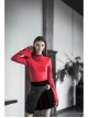 Steam Punk Female Velvet PU Leather Stitching Metal Buckle Pleated Skirt