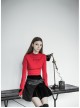 Steam Punk Female Velvet PU Leather Stitching Metal Buckle Pleated Skirt