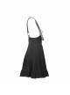 Steam Punk Female Casual Black Velvet Pleated Strap Skirt