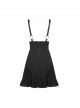 Steam Punk Female Casual Black Velvet Pleated Strap Skirt