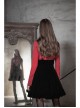 Steam Punk Female Casual Black Velvet Pleated Strap Skirt