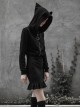 Gothic Female Black Hooded Lotus Leaf Hem Elastic Dress
