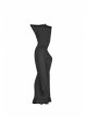 Gothic Female Black Hooded Lotus Leaf Hem Elastic Dress