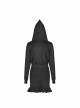 Gothic Female Black Hooded Lotus Leaf Hem Elastic Dress