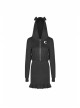 Gothic Female Black Hooded Lotus Leaf Hem Elastic Dress