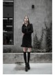 Gothic Female Black Hooded Lotus Leaf Hem Elastic Dress