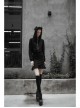 Gothic Female Black Hooded Lotus Leaf Hem Elastic Dress