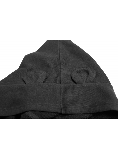 Gothic Female Black Hooded Lotus Leaf Hem Elastic Dress