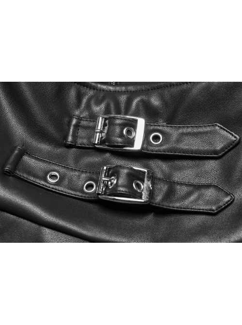 Steam Punk Female PU Leather Metal Buckle Skirt