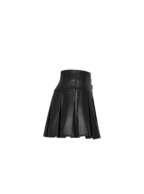 Steam Punk Female PU Leather Metal Buckle Skirt