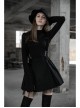 Steam Punk Female Casual Black Strap Metal Buckle Skirt