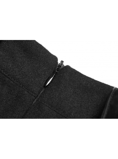 Steam Punk Female Casual Black Strap Metal Buckle Skirt