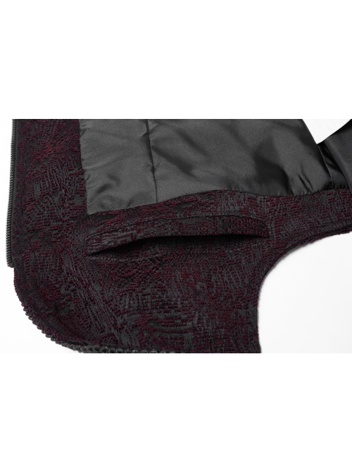Front Chest Three-Dimensional Pattern Ribbon Metal Eyelets Lace-Up Dark Red Gothic Vest