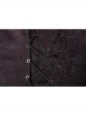 Front Chest Three-Dimensional Pattern Ribbon Metal Eyelets Lace-Up Dark Red Gothic Vest