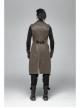 Front Zipper Metal Eyelets Lace-Up Back Waist Hasp Brown Punk Print Long Vest