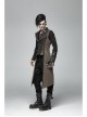 Front Zipper Metal Eyelets Lace-Up Back Waist Hasp Brown Punk Print Long Vest