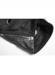Stand-Up Collar Front Placket Asymmetrical Design Metal D-Buckle Leather Hasp Black Punk Coat