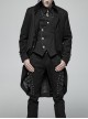 Stand-Up Collar Front Metal Button Vintage Cashew Lace Open Fork Front Hem Black Gothic Coat
