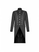 Stand-Up Collar Front Metal Button Vintage Cashew Lace Open Fork Front Hem Black Gothic Coat