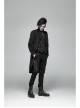 Stand-Up Collar Front Metal Button Vintage Cashew Lace Open Fork Front Hem Black Gothic Coat