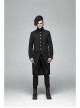 Stand-Up Collar Front Metal Button Vintage Cashew Lace Open Fork Front Hem Black Gothic Coat